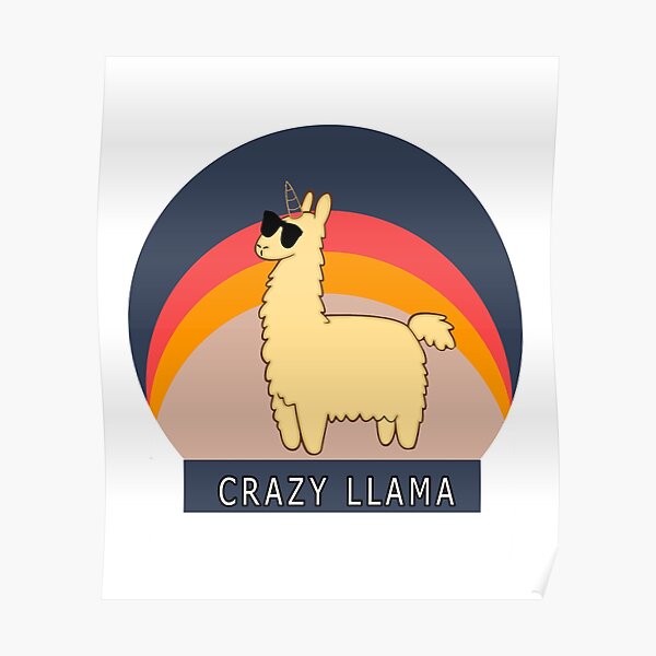 llama crazy wears glasses  Poster