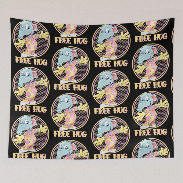 Item preview, Free Hug Baby Elephant In Yellow Pajamas Pink Polka Dots designed and sold by CharJens.