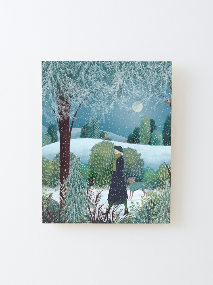 Alternate view of Dog Walk in the Snow Mounted Print