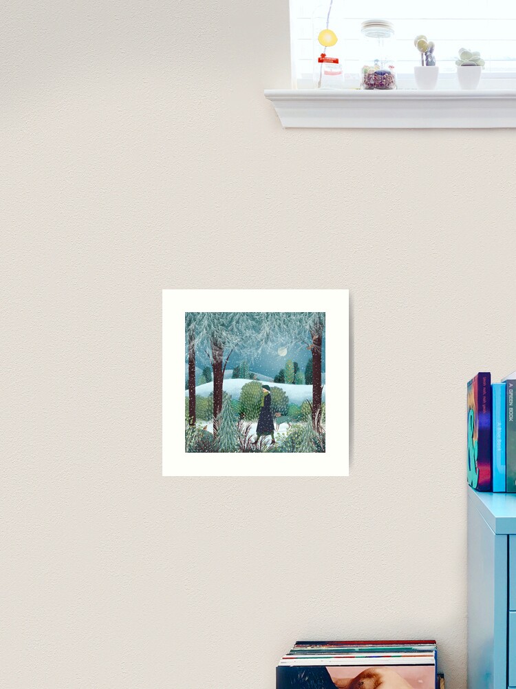 Thumbnail 1 of 3, Art Print, Dog Walk in the Snow designed and sold by JANE NEWLAND.