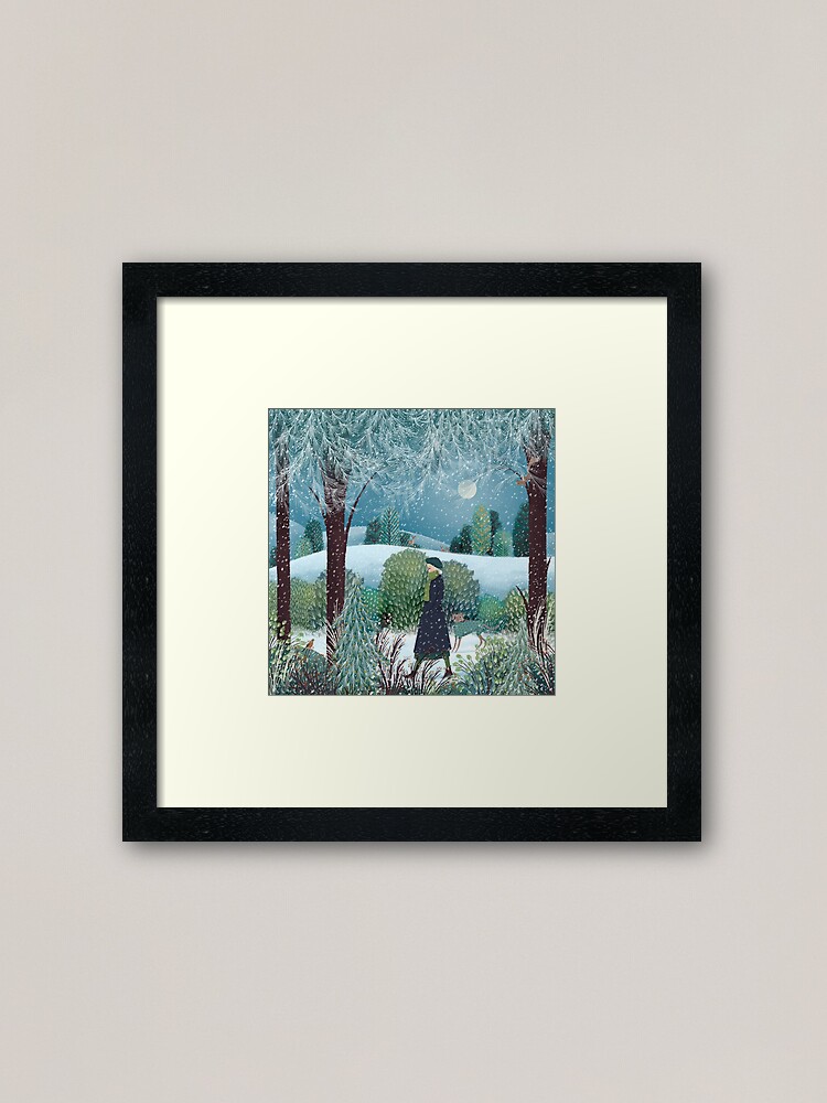 Alternate view of Dog Walk in the Snow Framed Art Print