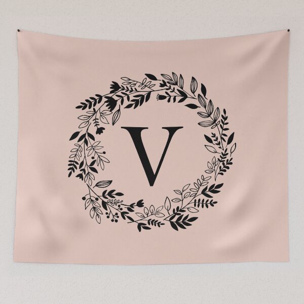 Item preview, Letter V with Floral Wreath - Initial V - Monogram Art designed and sold by thelustrous.
