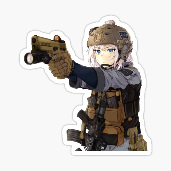 Army anime girl Sticker
