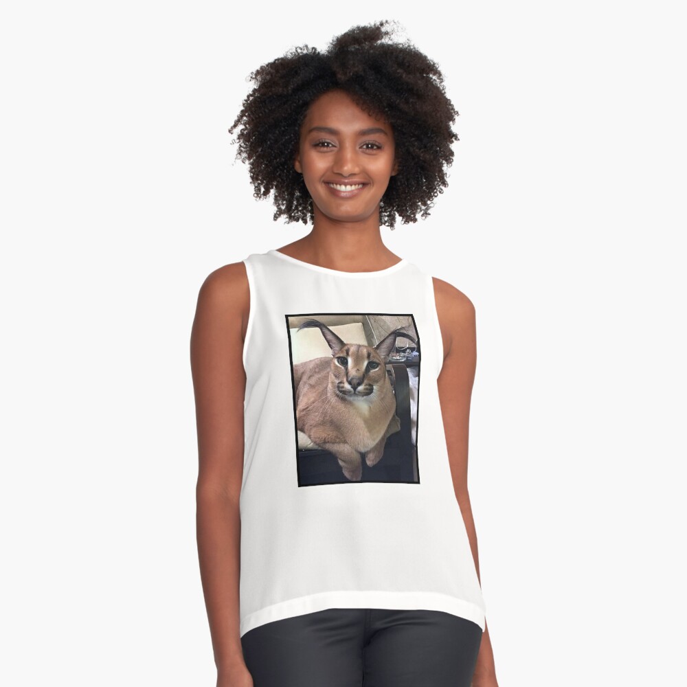 Demotivacional grande floppa gato meme fanter t camisa para homens