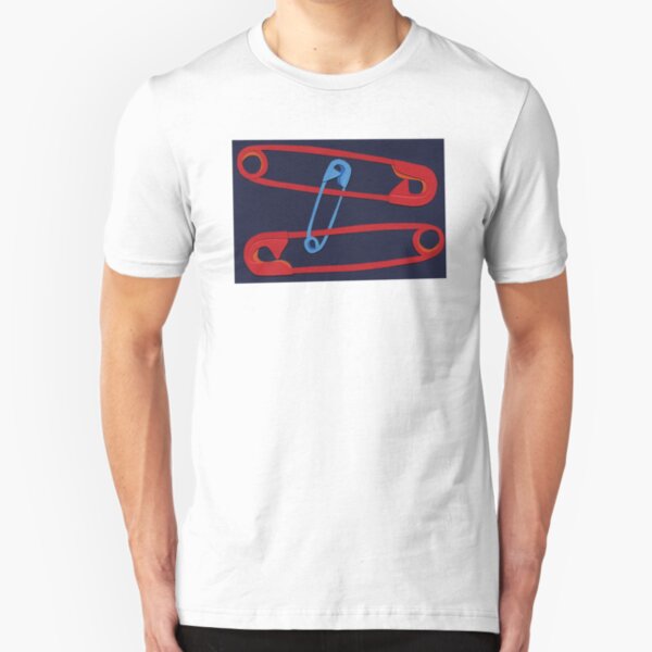 Safety Pin #19 - red,blue, Navy Slim Fit T-Shirt