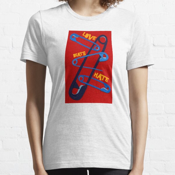 Love Beat Hate Red and Blue Safety Pins Essential T-Shirt