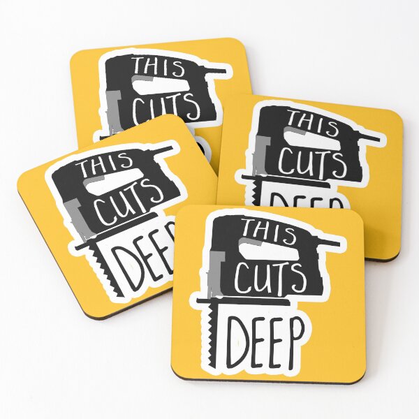 Item preview, This cuts deep - funny woodworking jigsaw pun designed and sold by hitechmom.