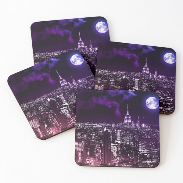 Item preview, Moon Over New York City Pink Purple Blue Ombre designed and sold by 2sweetsDesign.