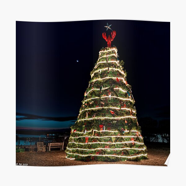 "Lobster Trap Christmas Tree Rockland Maine 2021" Poster for Sale by