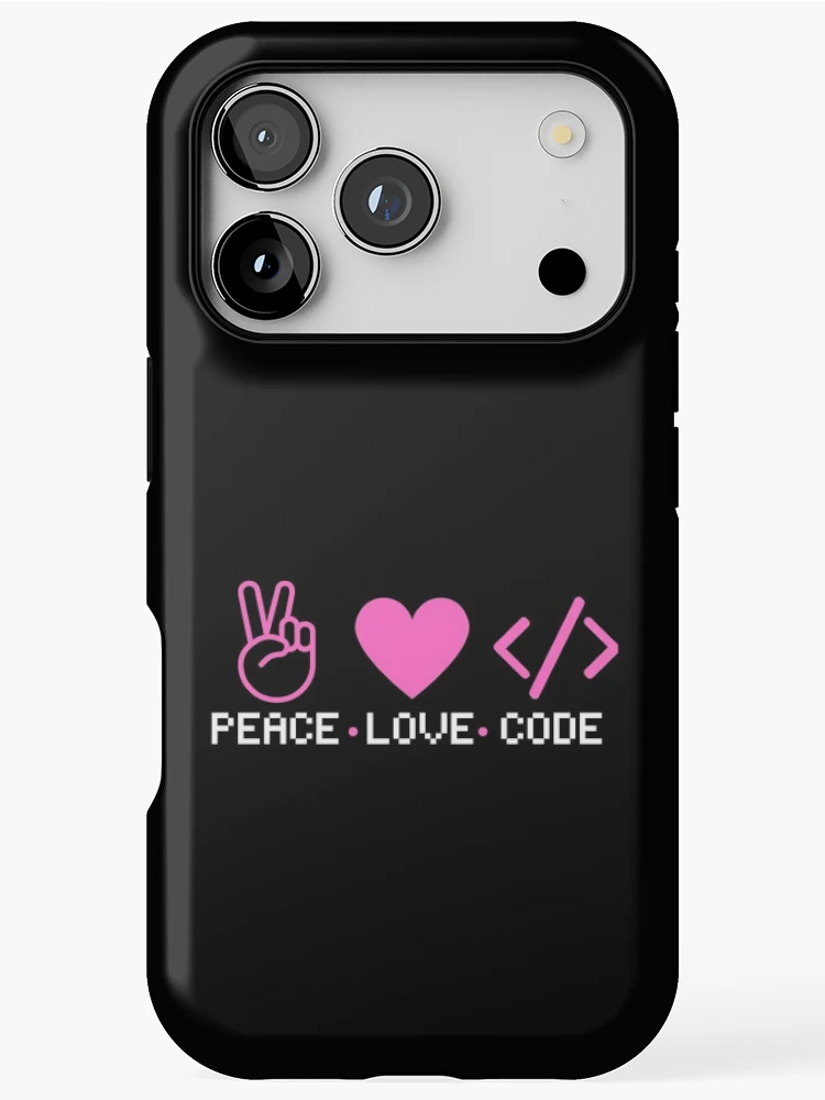 Thumbnail 1 of 4, iPhone Case, Peace Love Code| Coding/Coder software engineer developer programmer geek coder STEM designed and sold by brinikki.