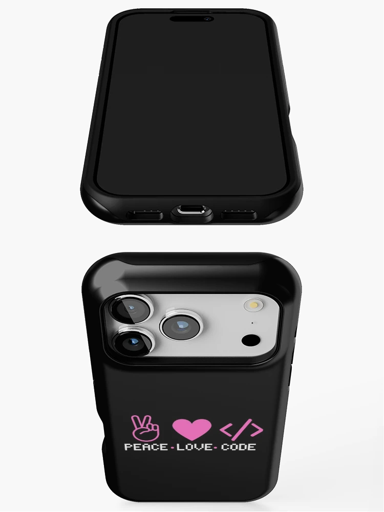 Thumbnail 3 of 4, iPhone Case, Peace Love Code| Coding/Coder software engineer developer programmer geek coder STEM designed and sold by brinikki.