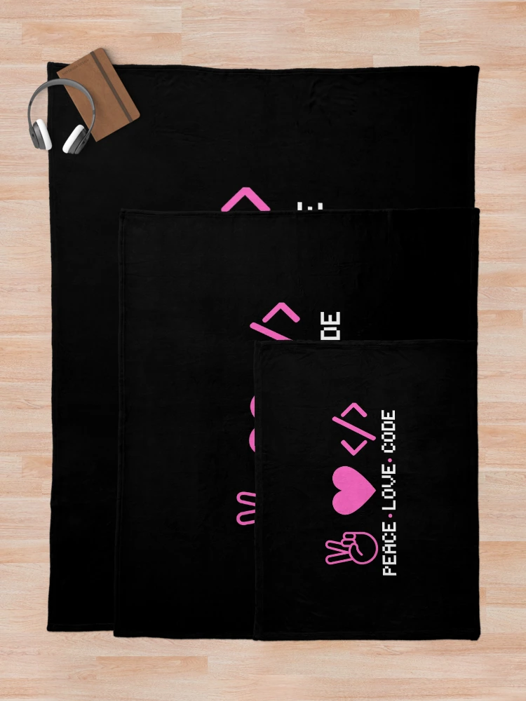Thumbnail 5 of 6, Throw Blanket, Peace Love Code| Coding/Coder software engineer developer programmer geek coder STEM designed and sold by brinikki.