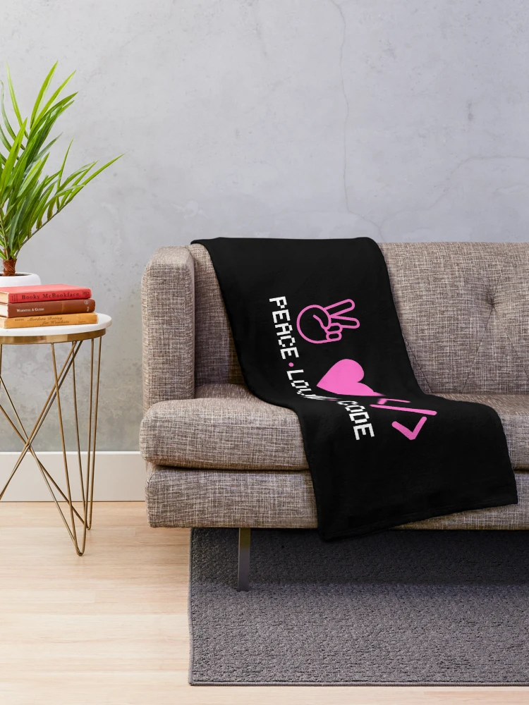 Thumbnail 2 of 6, Throw Blanket, Peace Love Code| Coding/Coder software engineer developer programmer geek coder STEM designed and sold by brinikki.