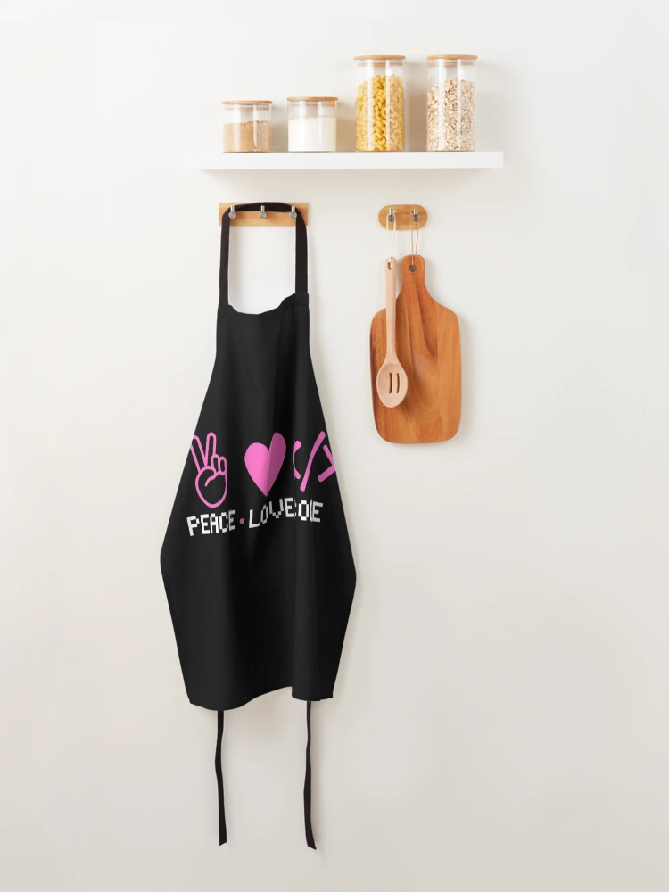 Thumbnail 4 of 6, Apron, Peace Love Code| Coding/Coder software engineer developer programmer geek coder STEM designed and sold by brinikki.
