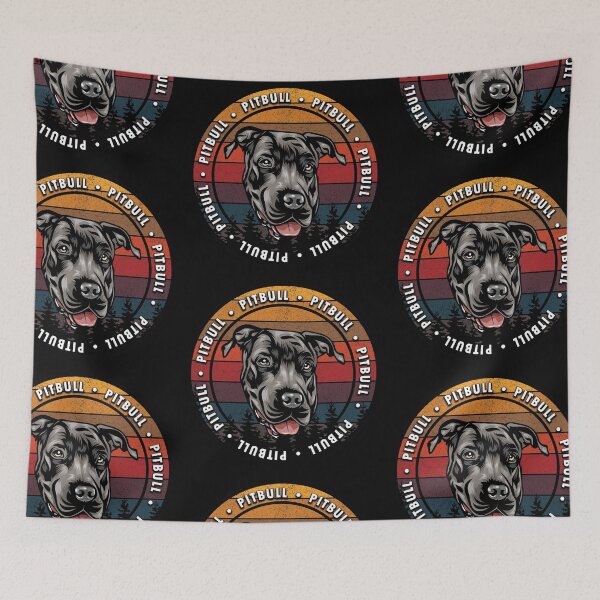 Item preview, Pitbull distressed sunset retro dog face design designed and sold by SamRVstore.