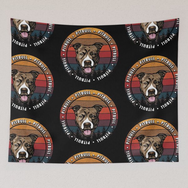Item preview, Pitbull distressed sunset retro dog face design designed and sold by SamRVstore.