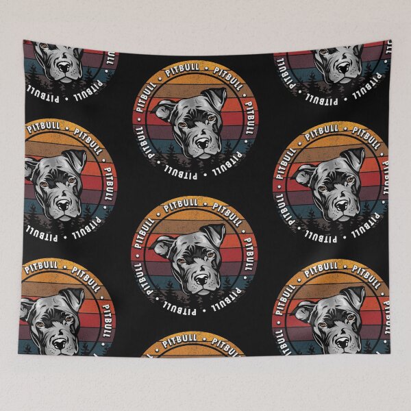 Item preview, Pitbull distressed sunset retro dog face design designed and sold by SamRVstore.