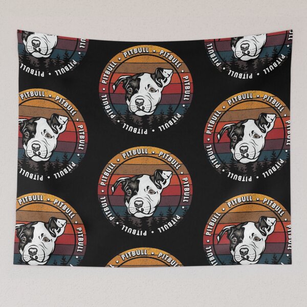 Item preview, Pitbull distressed sunset retro dog face design designed and sold by SamRVstore.