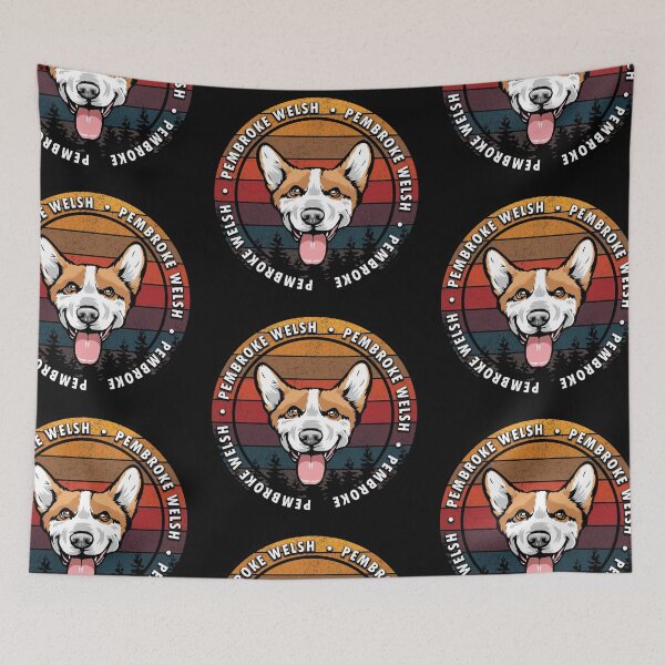 Item preview, Pembroke Welsh distressed sunset retro dog face design designed and sold by SamRVstore.