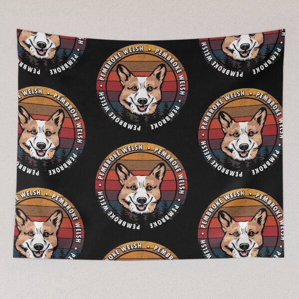 Item preview, Pembroke Welsh distressed sunset retro dog face design designed and sold by SamRVstore.