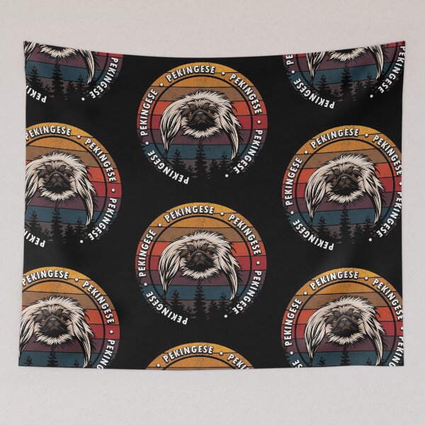 Item preview, Pekingese distressed sunset retro dog face design designed and sold by SamRVstore.