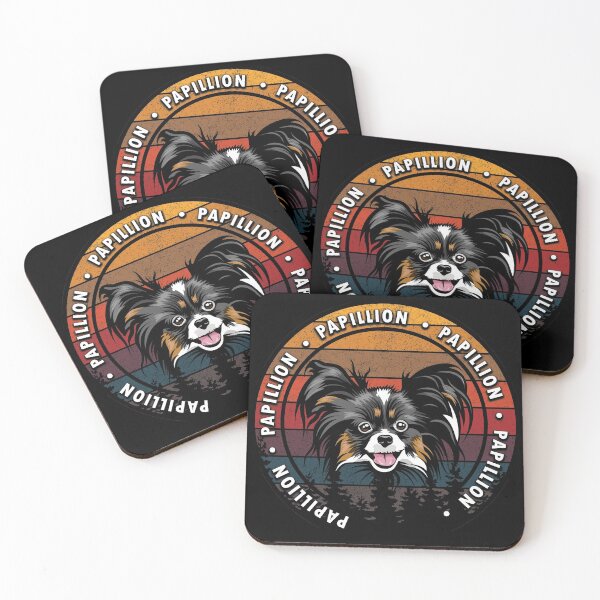 Item preview, Papillion distressed sunset retro dog face design designed and sold by SamRVstore.