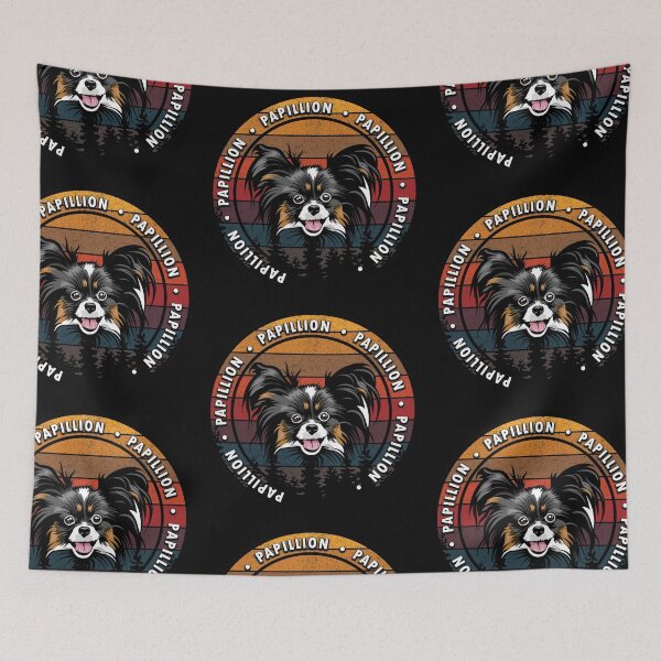 Item preview, Papillion distressed sunset retro dog face design designed and sold by SamRVstore.