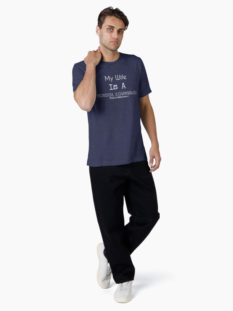 Thumbnail 4 of 7, Tri-blend T-Shirt, My Wife is a School Counselor - White Text designed and sold by SchoolCounselor.