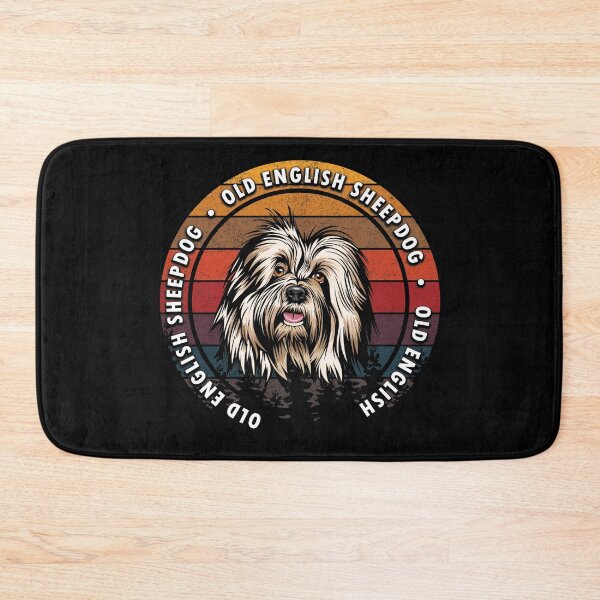 Item preview, Old English Sheepdog distressed sunset retro dog face design designed and sold by SamRVstore.