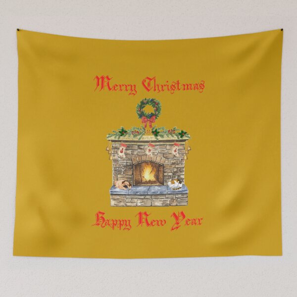 Item preview, Merry Christmas Happy New Year, Fireplace, Essential T-Shirt designed and sold by JoesCornerStore.