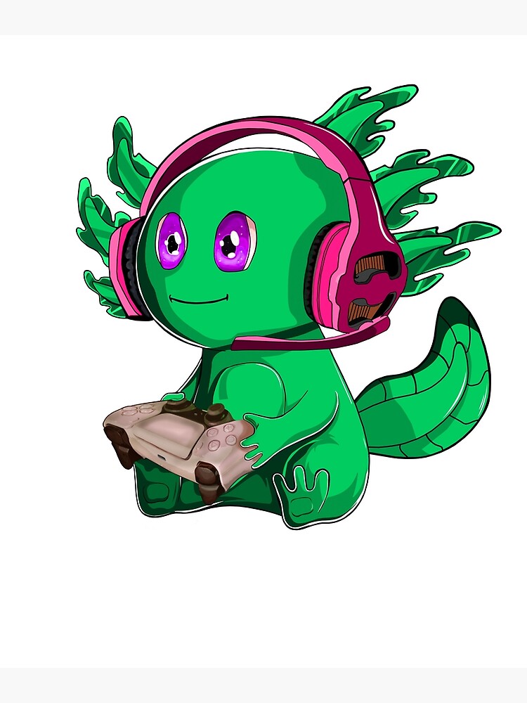 Funny Gamesolotl Gamer Axolotl Fish Playing Video Games Lizard