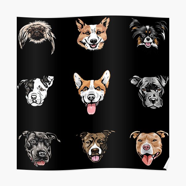 Artistic Dog Face Designs Sticker Pack Poster For Sale By SamRVstore artistic-dog-face-designs-sticker-pack-poster-for-sale-by-samrvstore