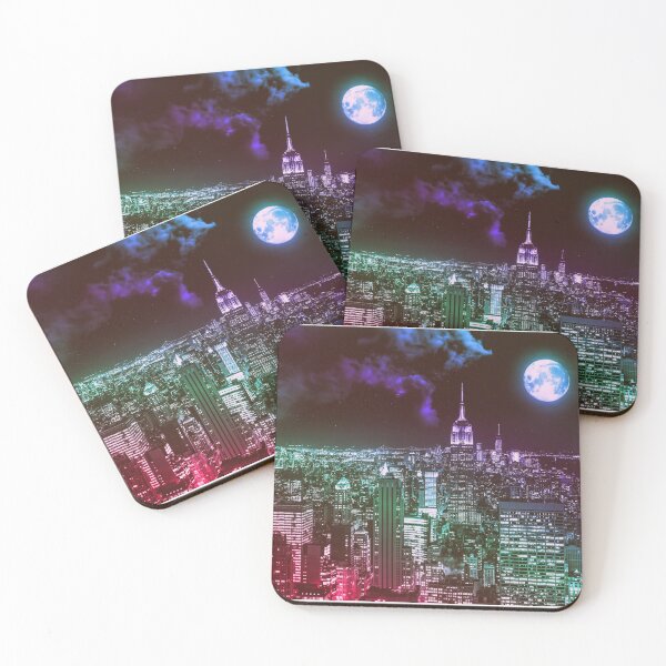 Item preview, Moon Over New York City Pink Purple Blue Ombre designed and sold by 2sweetsDesign.