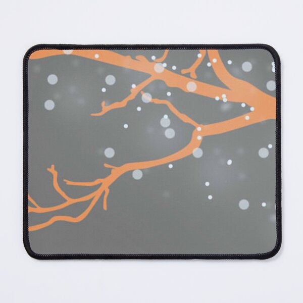 Grey & Orange Snow Branch 4 Mouse Pad
