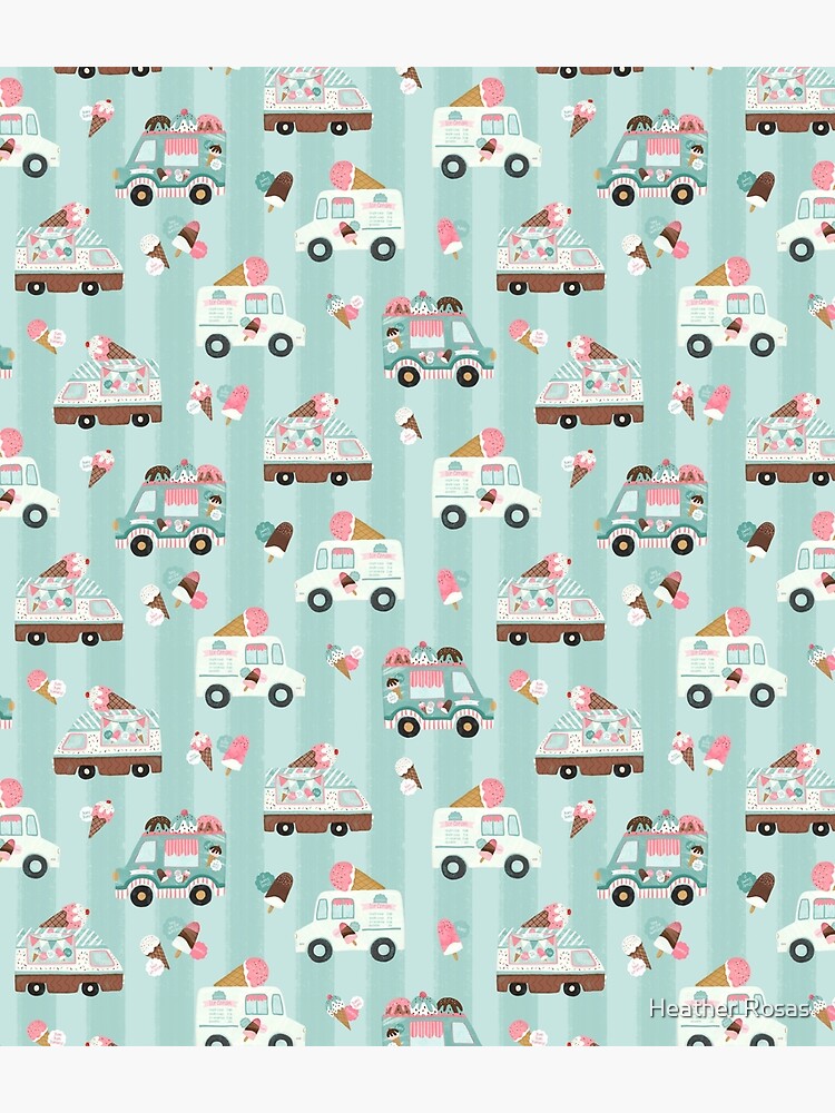 Vintage Ice Cream Trucks on Blue by heatherrosas