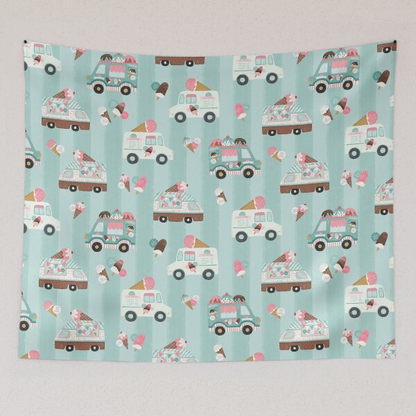 Item preview, Vintage Ice Cream Trucks on Blue designed and sold by Heather Rosas.