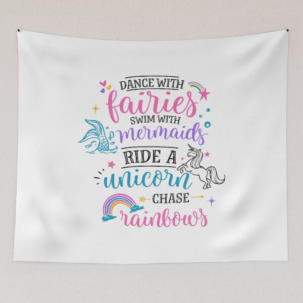 Item preview, dance with FAIRIES ,swim with MERMAIDS,ride a UNICORN, chase RAINBOWS designed and sold by ikrame-shop.
