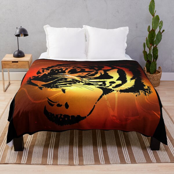 Item preview, 2022 Year of the Tiger - Square Flaming Tiger Head designed and sold by Trinket-Trickster.