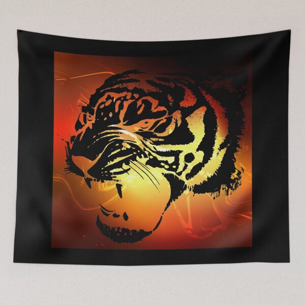 Item preview, 2022 Year of the Tiger - Square Flaming Tiger Head designed and sold by Trinket-Trickster.