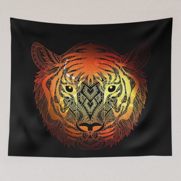 Item preview, 2022 Year of the Tiger - Abstract Orange Flaming Tiger Head designed and sold by Trinket-Trickster.