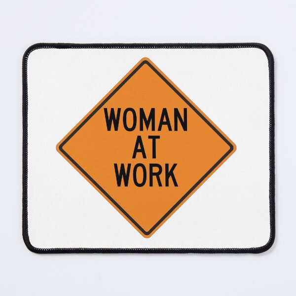 Item preview, Woman At Work Warning Construction Sign designed and sold by Wurmbone.