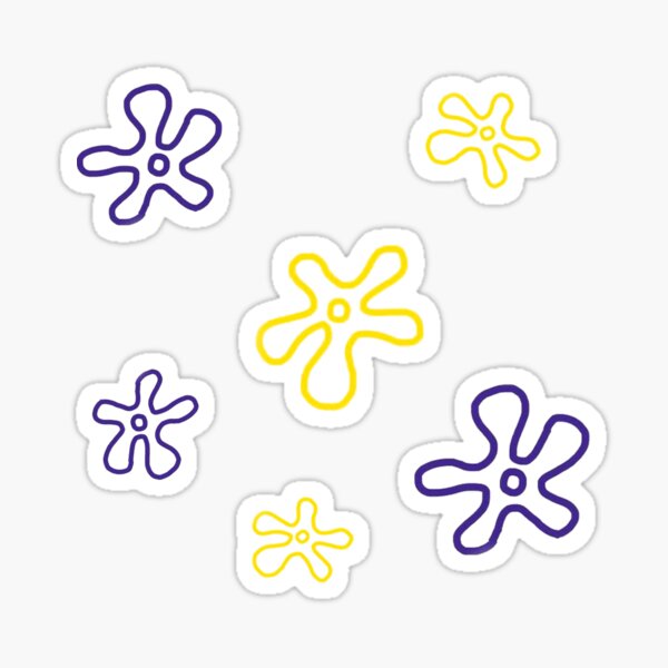 Purple And Yellow Spongebob Flowers Sticker Pack Sticker For Sale By