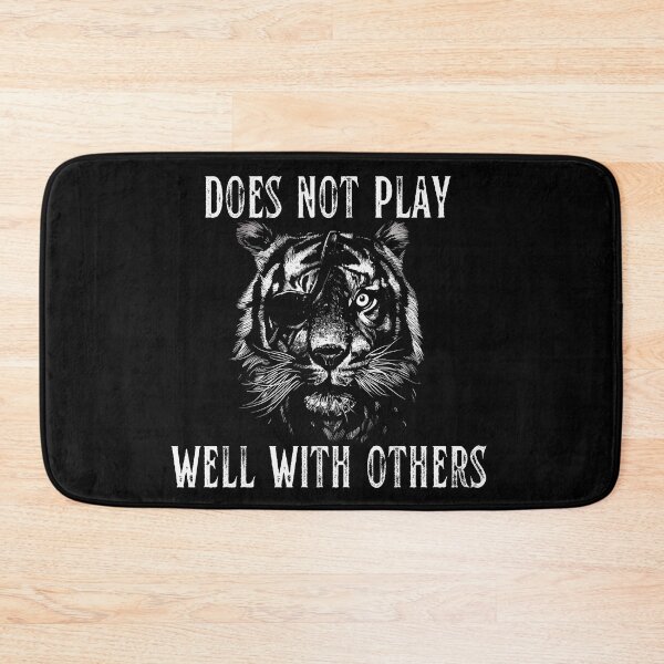 Item preview, Warning does not play well with others, Fierce warrior tiger cat with an eye patch design designed and sold by Auntieck.