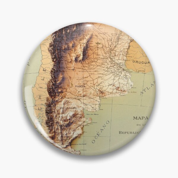 Item preview, 1909 Argentina Relief Map digitally-rendered designed and sold by ThinkAboutMaps.