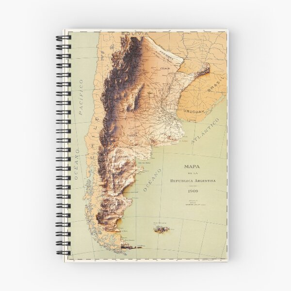 Item preview, 1909 Argentina Relief Map digitally-rendered designed and sold by ThinkAboutMaps.