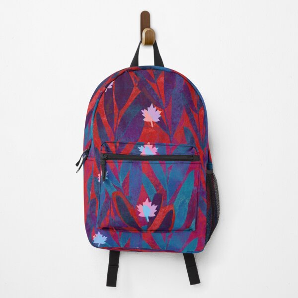 Item preview, Icy Maple leaves on a deep red and blue leaf background designed and sold by sandpaperdaisy.