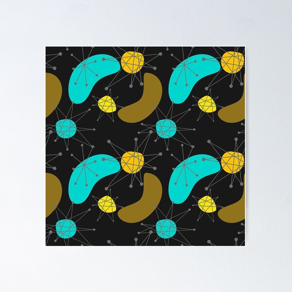 Item preview, Mid-Century Modern "Outer Space" Aqua And Yellow Pattern   designed and sold by DEC02.