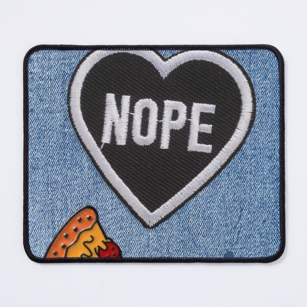 Item preview, Punk Nope Heart Patch and Pizza Pin on Dirty Denim designed and sold by Alex Larkin.