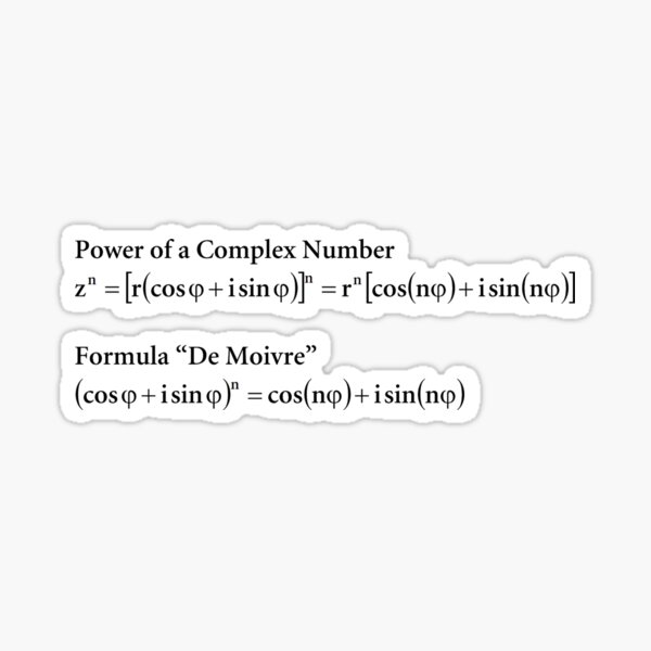 Power of a Complex Number. Formula De Moivre Sticker