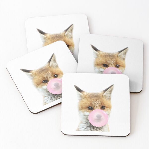 Item preview, Baby Fox Blowing Bubble Gum Pink by Zouzounio Art designed and sold by zouzounioart.